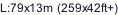 L:79x13m (259x42ft+)